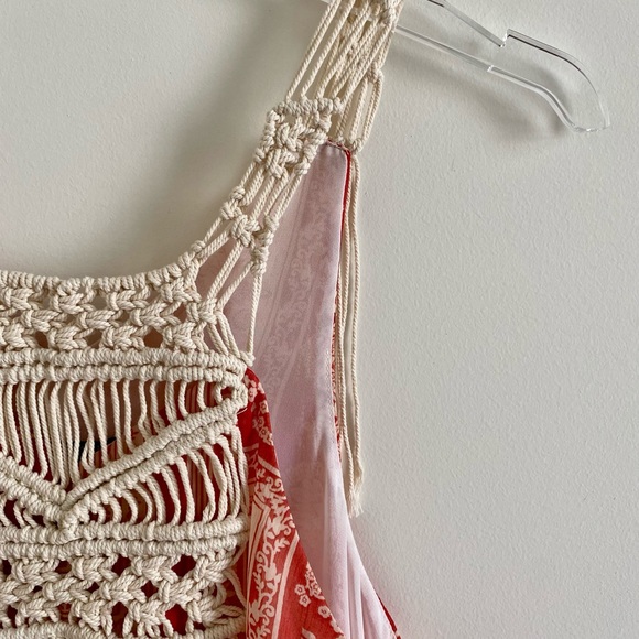 *NWOT* Zara BoHo Floral Print Crochet Detail Midi Dress - Picture 6 of 15